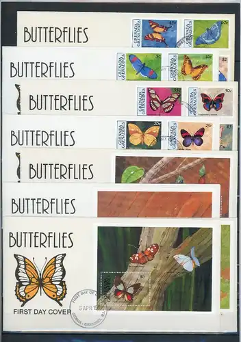 Grenada/ Grenadinen 1389-1404 Schmetterling Ersttagesbrief/FDC #JW642