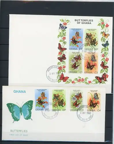 Ghana 928-931, Block 95 Schmetterling Ersttagesbrief/FDC #JW647