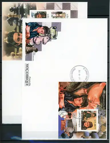 Mosambik Klb 4524-4527, Block 444 A Schach Ersttagesbrief/FDC #JW712