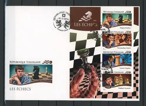 Togo Kleinbogen 6481-84 Schach Ersttagesbrief/FDC #JW778