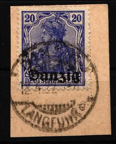 Danzig 4 gestempelt auf Briefstück, geprüft Infla Berlin #HW314