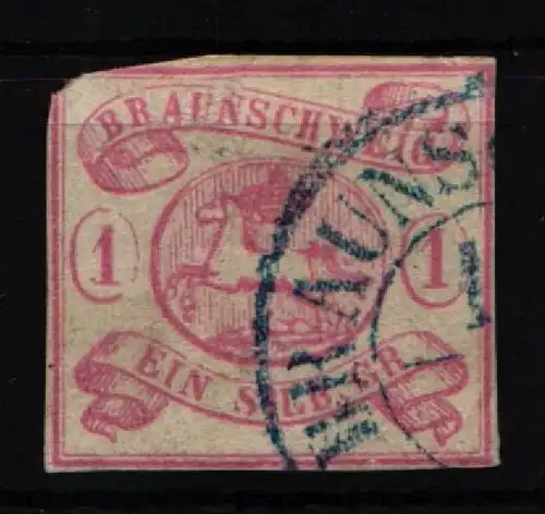 Braunschweig 1 gestempelt Mängel, links oben angeschnitten #JX012