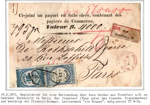 Deutsches Reich Paketbegleitbrief Wertsendung Frankfurt - Paris #IO505