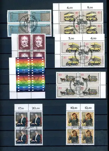 Berlin Lot 4er Blöcke mit zentrischem Ersttagssonderstempel #JW967