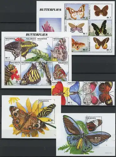 Malediven Satz 2653-2670 + Bl. 267-268 postfrisch Schmetterling #JY430