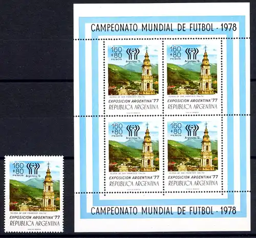 Argentinien EM + KB 1322 postfrisch Fußball WM 1978 #JS307