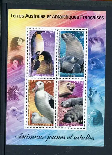 franz. Antarktisgebiete Block 8 postfrisch Tiere #JS314