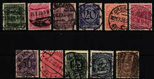 Deutsches Reich Dienstmarken 23-33 gestempelt #JU563