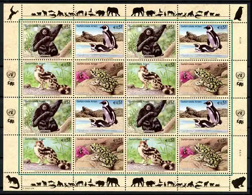 UNO Wien ZD-Bogen 357-360 postfrisch gefährdete Tierarten #ID386