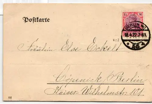 Deutsches Reich 198 auf Postkarte als Einzelfrankatur geprüft Infla #JX186