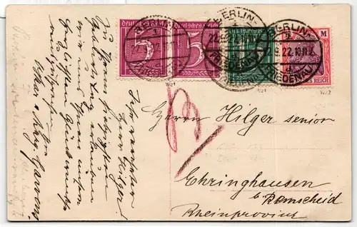 Deutsches Reich 158, 160, 198 auf Postkarte geprüft Infla #JX175