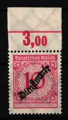 Deutsches Reich Dienstmarken 101Pa Oberrand mit Falz postfrisch Platte C #HT867