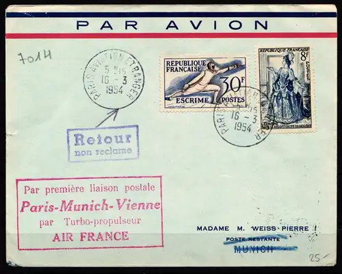 Frankreich 980 gestempelt auf Luftpostbrief Olympische Spiele 1952 #JZ865