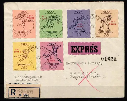 Triest Zone B 70-75 gestempelt gelaufener Brief, Olympische Spiele 1952 #JZ847