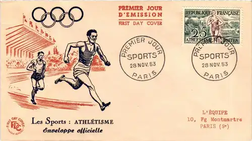 Frankreich 978-983 gestempelt auf offiziellen FDC, Olympische Spiele 1952 #JZ867