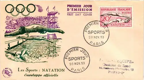 Frankreich 978-983 gestempelt auf offiziellen FDC, Olympische Spiele 1952 #JZ867