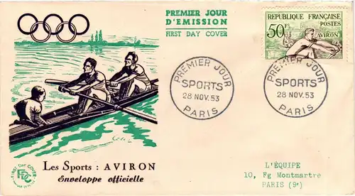 Frankreich 978-983 gestempelt auf offiziellen FDC, Olympische Spiele 1952 #JZ867