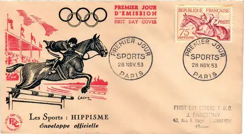 Frankreich 978-983 gestempelt auf offiziellen FDC, Olympische Spiele 1952 #JZ867