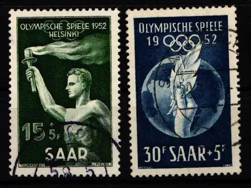 Saarland 314-315 gestempelt Olympische Spiele 1952 #JZ887