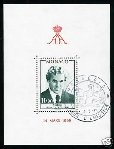 Monaco Block 14 Ersttagsstempel Fürstenhaus #JS329