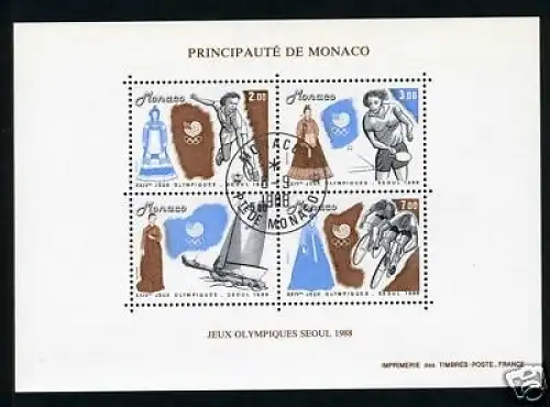 Monaco Block 40 gestempelt Ersttagsstempel Olympiade #JS331