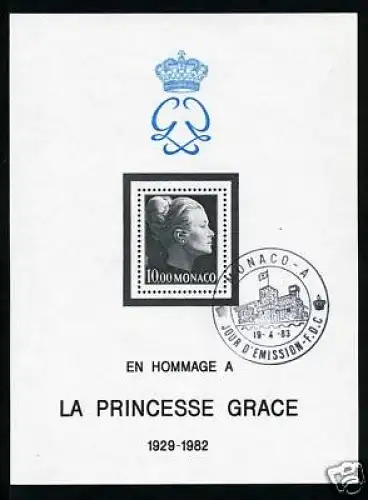 Monaco Block 22 Ersttagsstempel Fürstenhaus #JS328