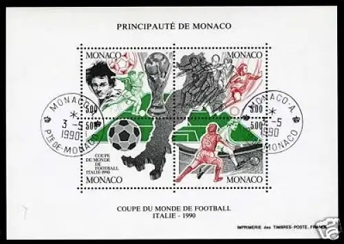 Monaco Block 48 gestempelt Ersttagsstempel Fußball #JS336