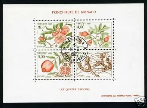 Monaco Block 42 gestempelt Ersttagsstempel Pflanzen #JS338