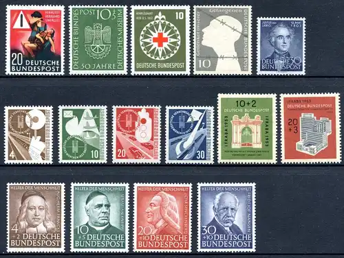 BRD Bund Jahrgang 1953 jede MiNr 1x postfrisch Hauptwerte geprüft #BRD-GP-1953