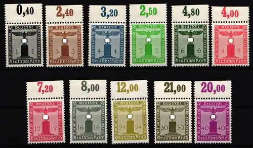 Deutsches Reich Dienstmarken 144-154 postfrisch mit Falz am Oberrand #JZ965