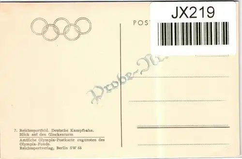 Deutsches Reich auf Postkarte Olympia-Probedruck #JX219
