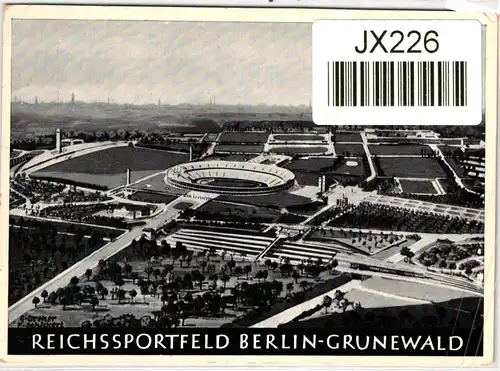 Deutsches Reich 611 auf Postkarte Reichssportfeld Grunewald #JX226