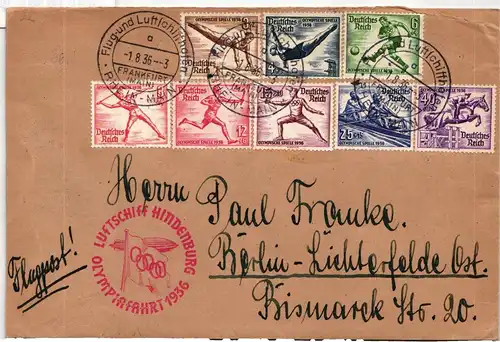 Deutsches Reich 609-616 auf Brief Olympiafahrt #JX237