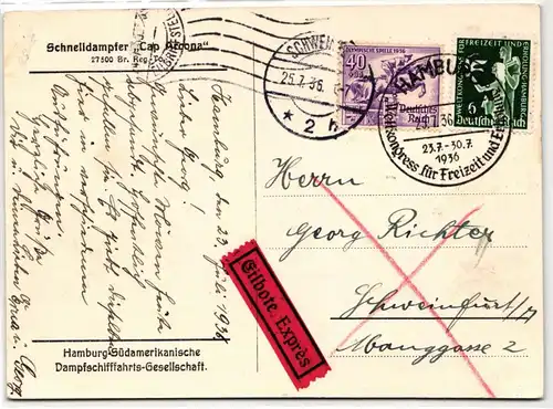 Deutsches Reich 616 auf Postkarte als Mischfrankatur portogerecht #JX233