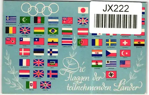 Deutsches Reich 516 auf Postkarte Olympia Flaggen #JX222