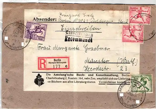 Deutsches Reich 616, 613, 611 auf Paketausschnitt #JX300