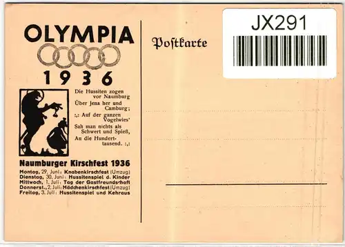 Deutsches Reich auf Postkarte Werbe Postkarte Sommer-Olympiade #JX291