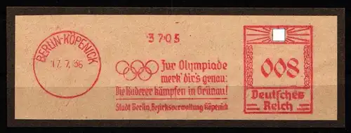 Deutsches Reich auf Briefausschnitt, Sommer Olympiade #JX356