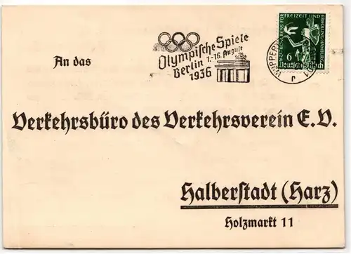 Deutsches Reich 516 auf Postkarte Sommer Olympiade #JX352