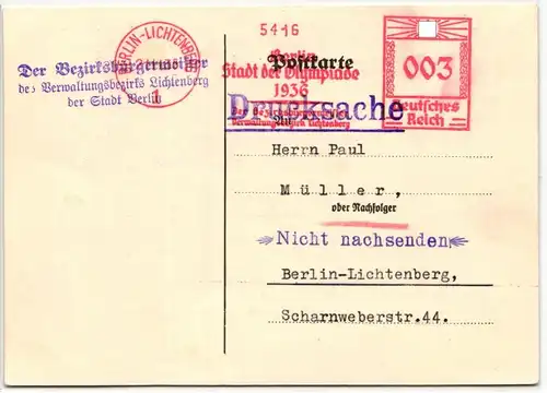 Deutsches Reich auf Postkarte Sommer Olympiade #JX362