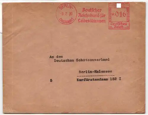 Deutsches Reich auf Brief Deutscher Reichsbund für Leibesübungen #JX367