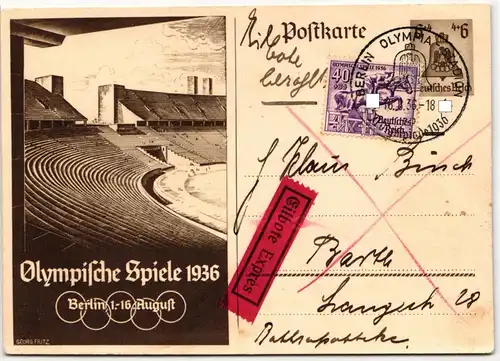 Deutsches Reich P 259, 616 als Ganzsache Sommer Olympiade #JX394