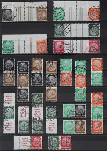 Deutsches Reich alle Zusammendrucke aus MH 35 gestempelt Hindenburg 1934 #JQ756