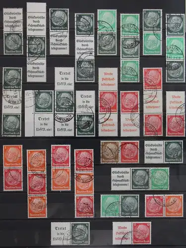Deutsches Reich alle Zusammendrucke aus MH 38 gestempelt Hindenburg 1939 #JQ759