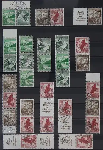 Deutsches Reich alle Zusammendrucke aus MH 45 gestempelt Winterhilfswerk #JQ767