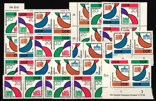DDR W Zd 34-W Zd 41 und S Zd 20-S Zd 27 mit Falz Ränder gefaltet #KB125