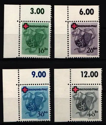 Französische Zone Rheinland-Pfalz 42-45 postfrisch Rand mit Falz #KB141