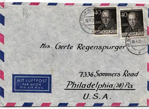 Berlin 100 auf Brief als Mehrfachfrankatur portogerecht #JX629