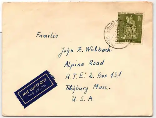 Berlin 153 auf Brief als Einzelfrankatur portogerecht #JX670