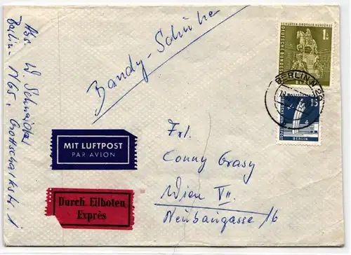 Berlin 153, 145 auf Brief als Mischfrankatur portogerecht #JX675